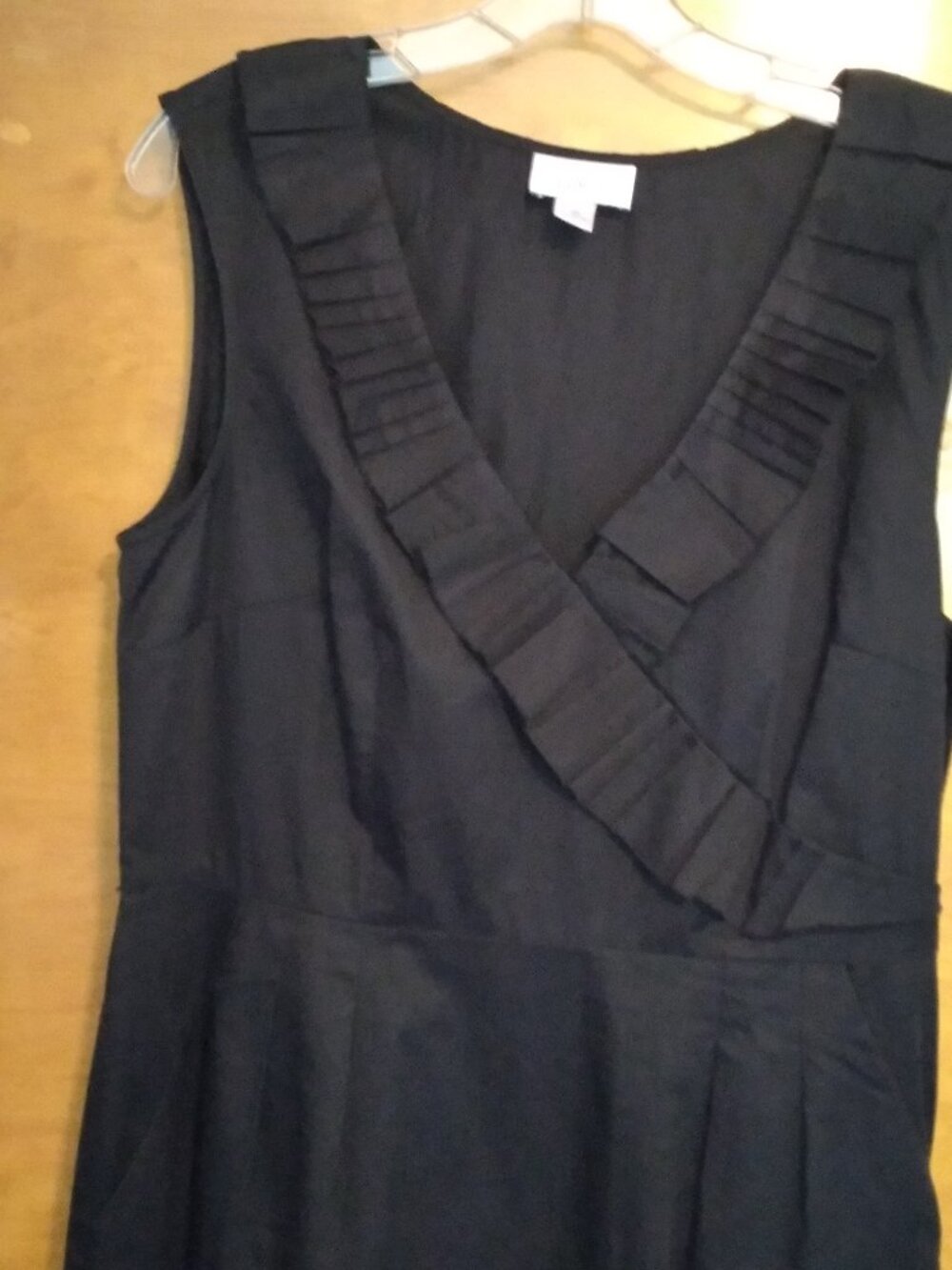 LOFT black ruffle V-neck midi sleeveless dress - Size 12